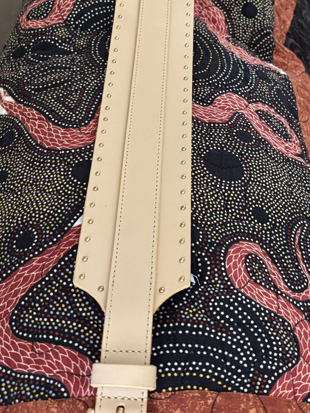 NWT Loft Women's Gold Studded Wide Leather Corset-Style Belt Tan - Size M/L